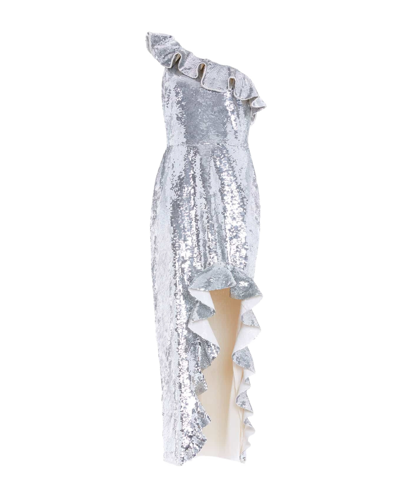 Needle & Thread One-shoulder Lotus Leaf Edge Dress In White