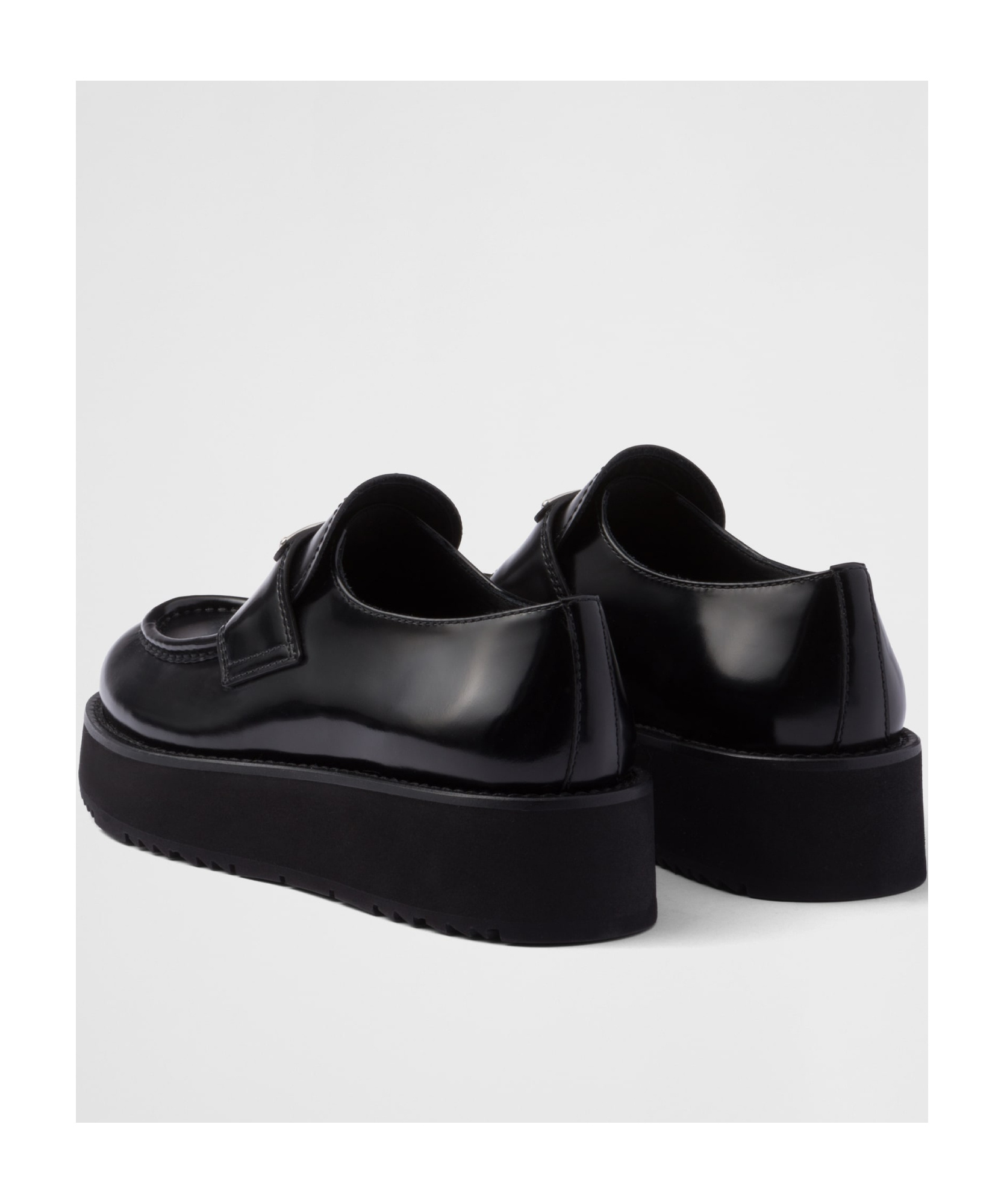Prada Triangle-logo Leather Loafers In Black