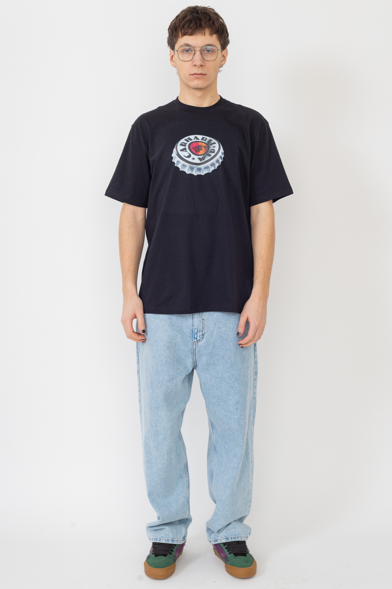 Carhartt Bottle Cap Organic Cotton T-shirt In Black