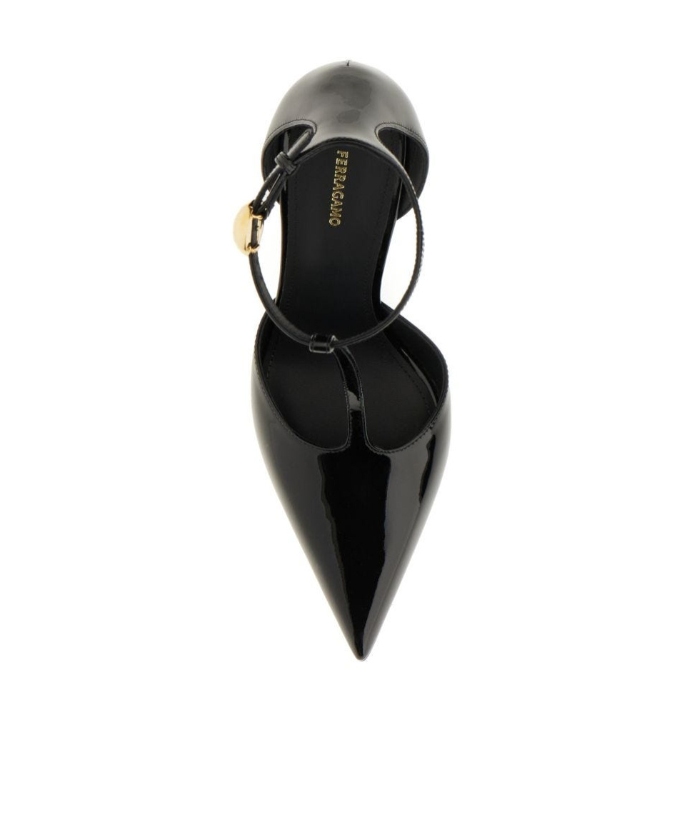 Ferragamo Lysandra Patent T-strap Stiletto Pumps In Black