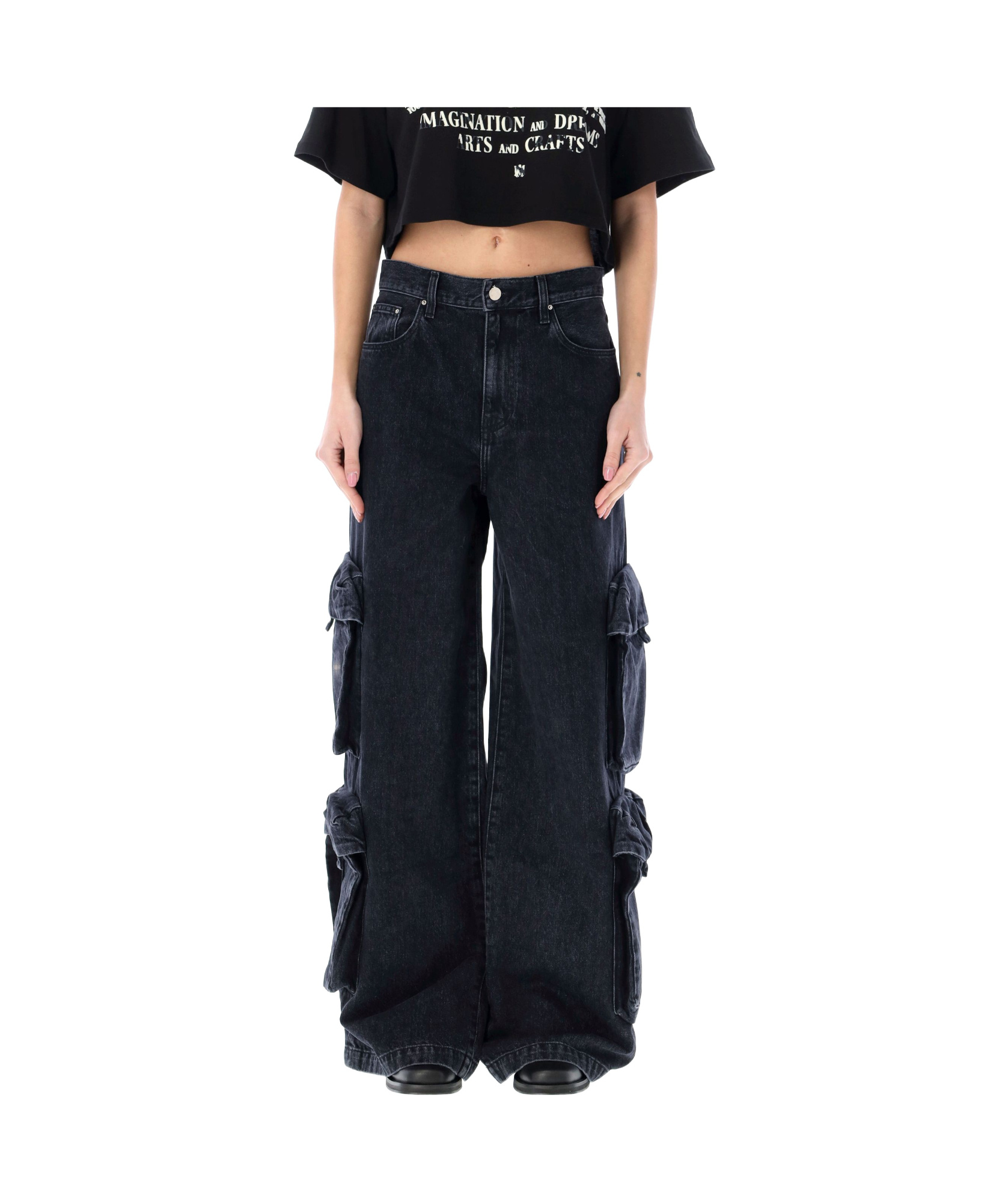 Amiri Black Baggy Cargo Jeans In Black