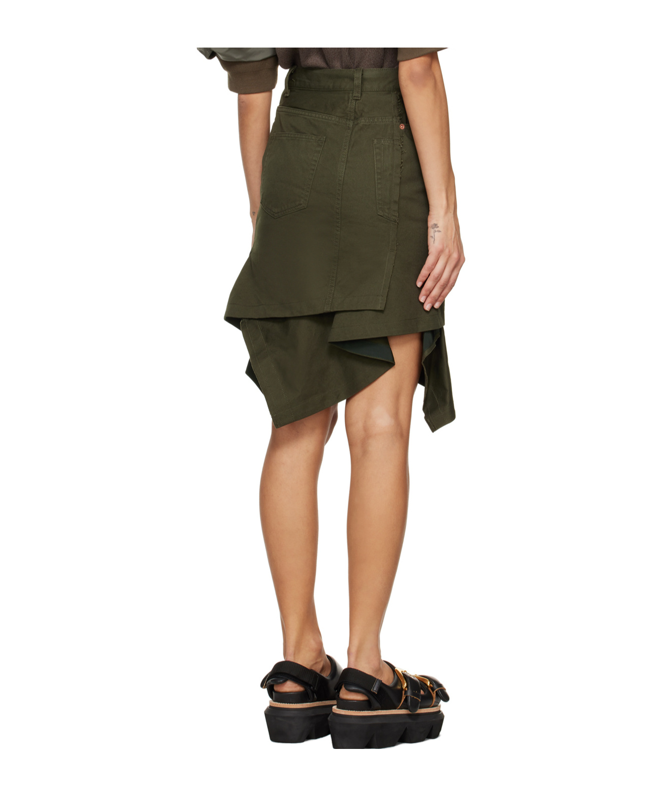 Sacai Asymmetric Skirt In Green