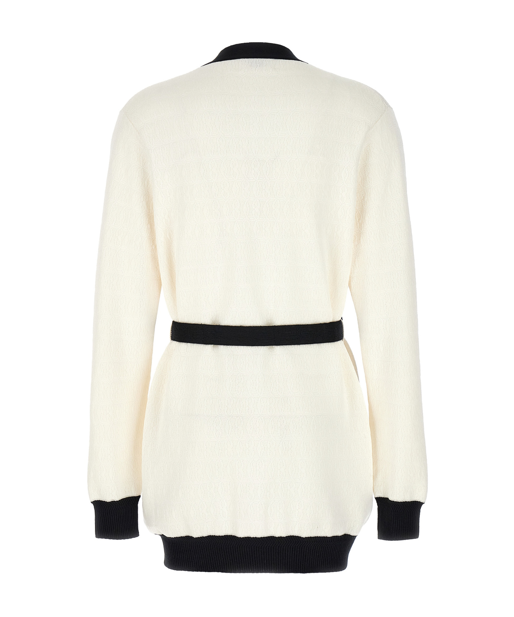 Bally Logo Jacquard Belted Cardigan In White
