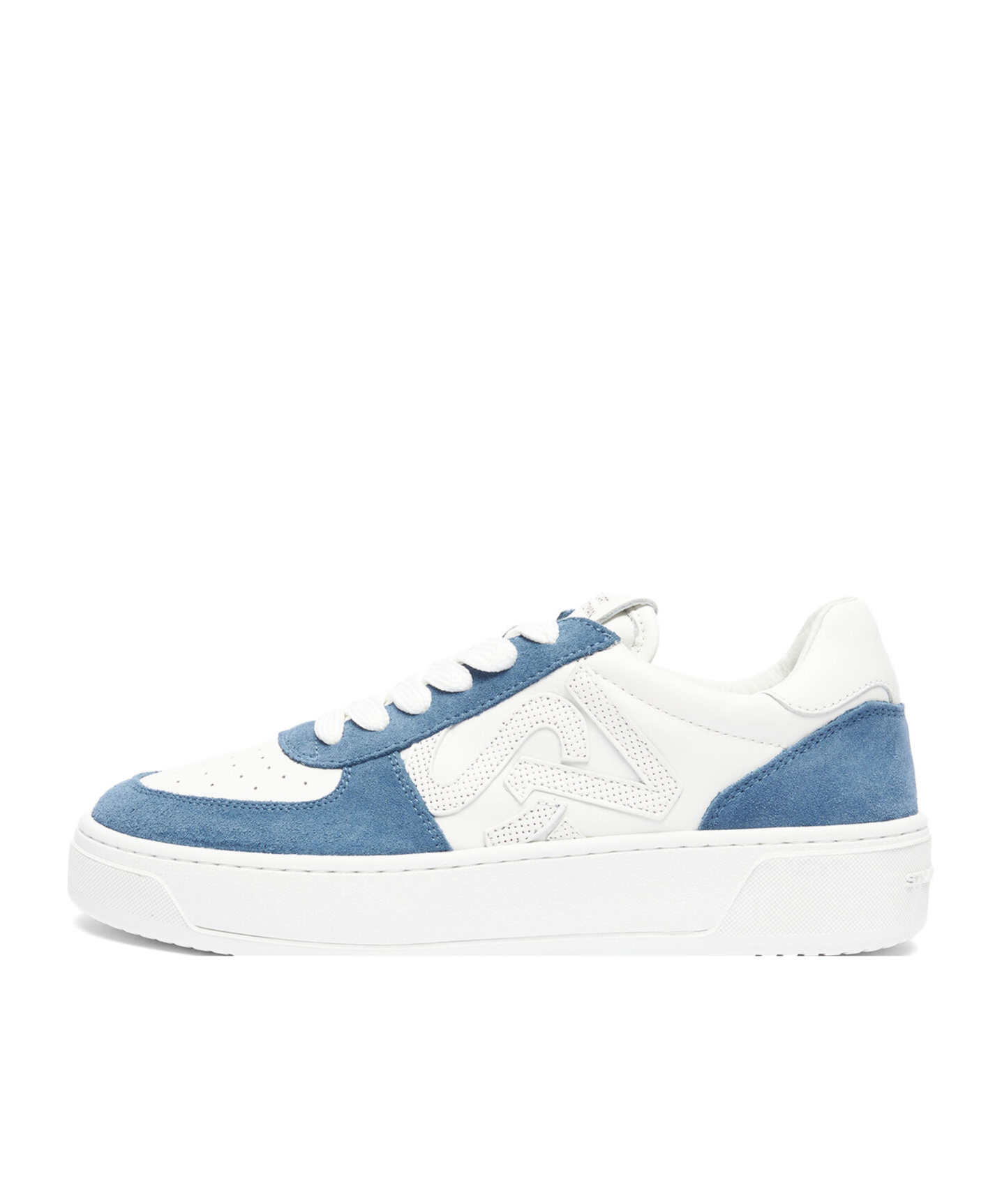 Stuart Weitzman Mixed Leather Courtside Low-top Sneakers In White