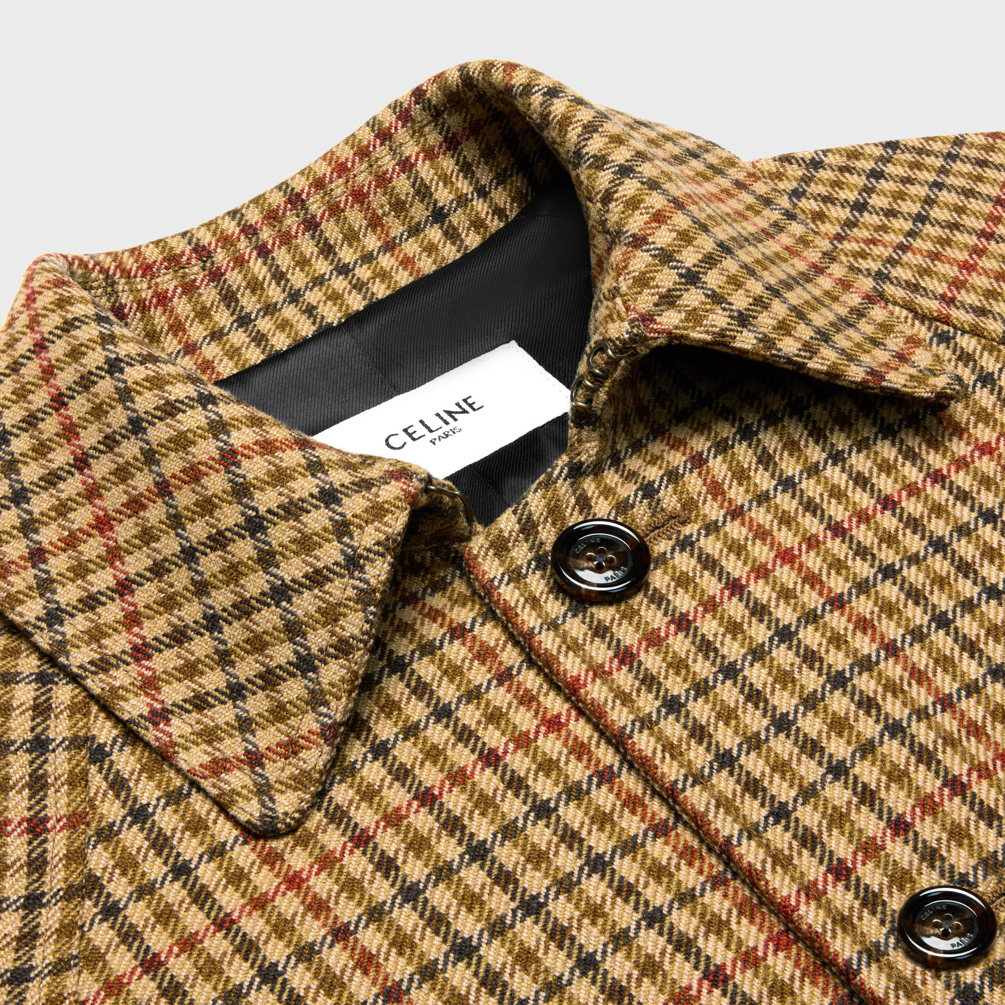Celine Long-sleeved Wool Coat In Brown