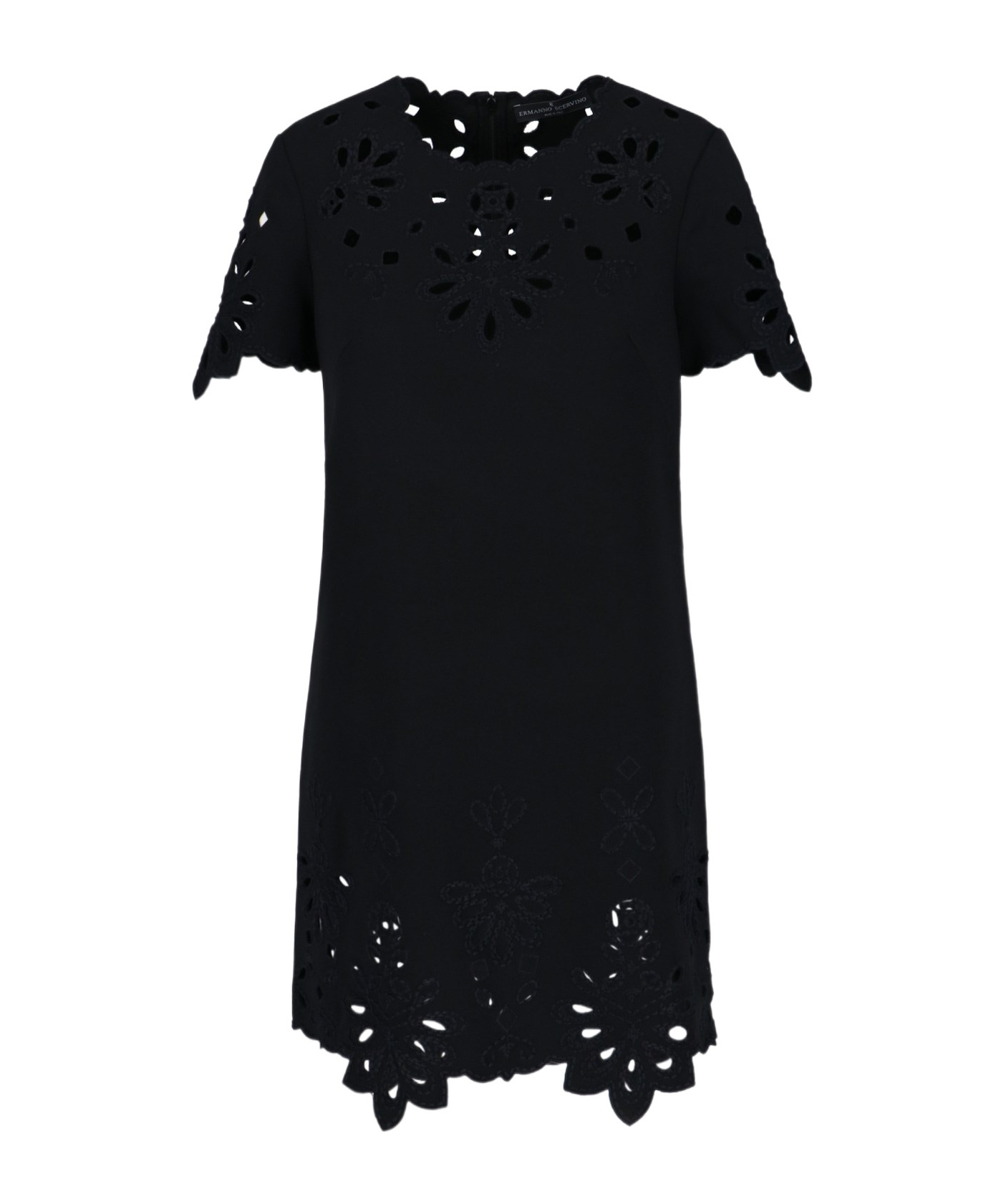 Ermanno Scervino Embroidered Shift Minidress In Black