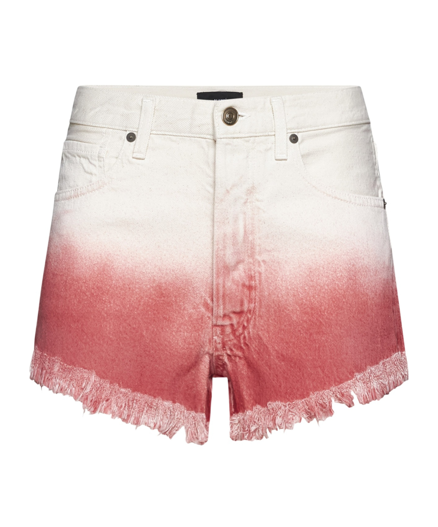 Alanui Papaya Ombre Dip Dye Frayed Denim Shorts In Pink