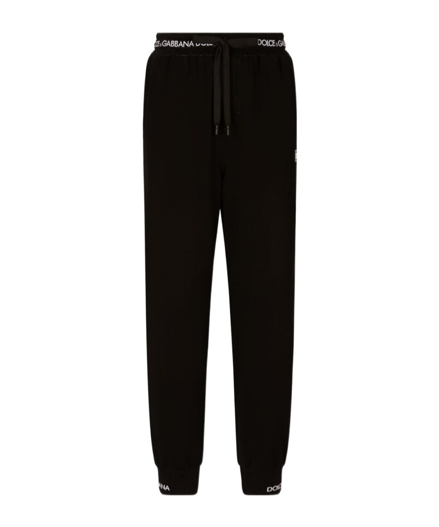 Dolce & Gabbana Logo-waistband Drawstring Track Pants In Black