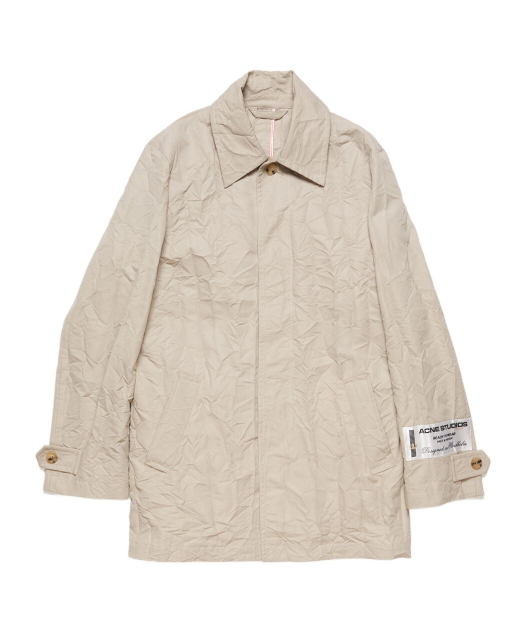 Shop Acne Studios Single-breasted Crinkled Coat In Nude