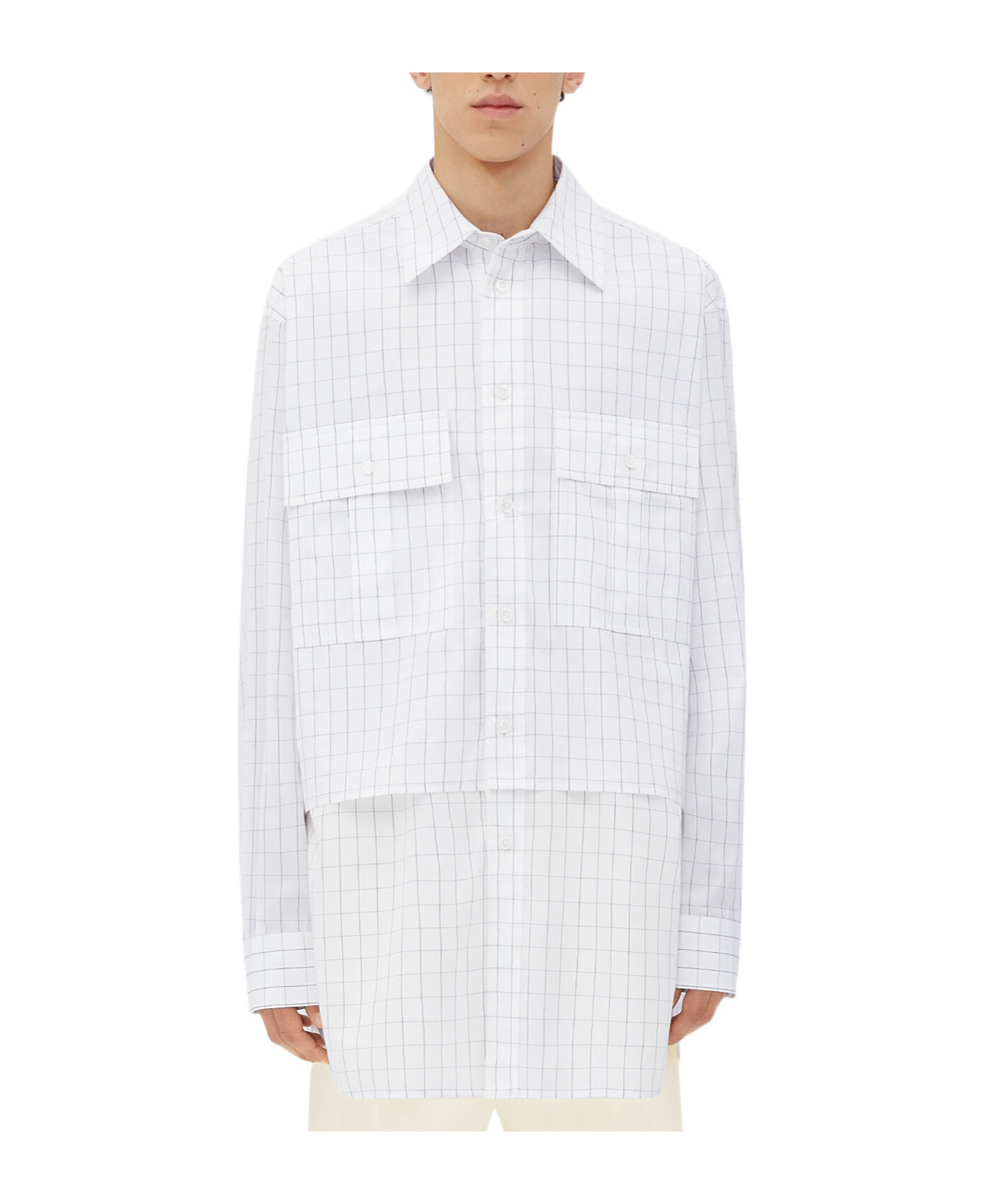 Bottega Veneta Check-pattern Layered Shirt In White