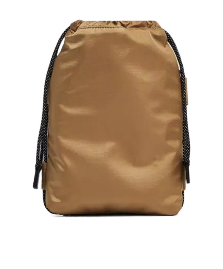 Moncler Logo Patch Drawstring Crossbody Bag In Brown