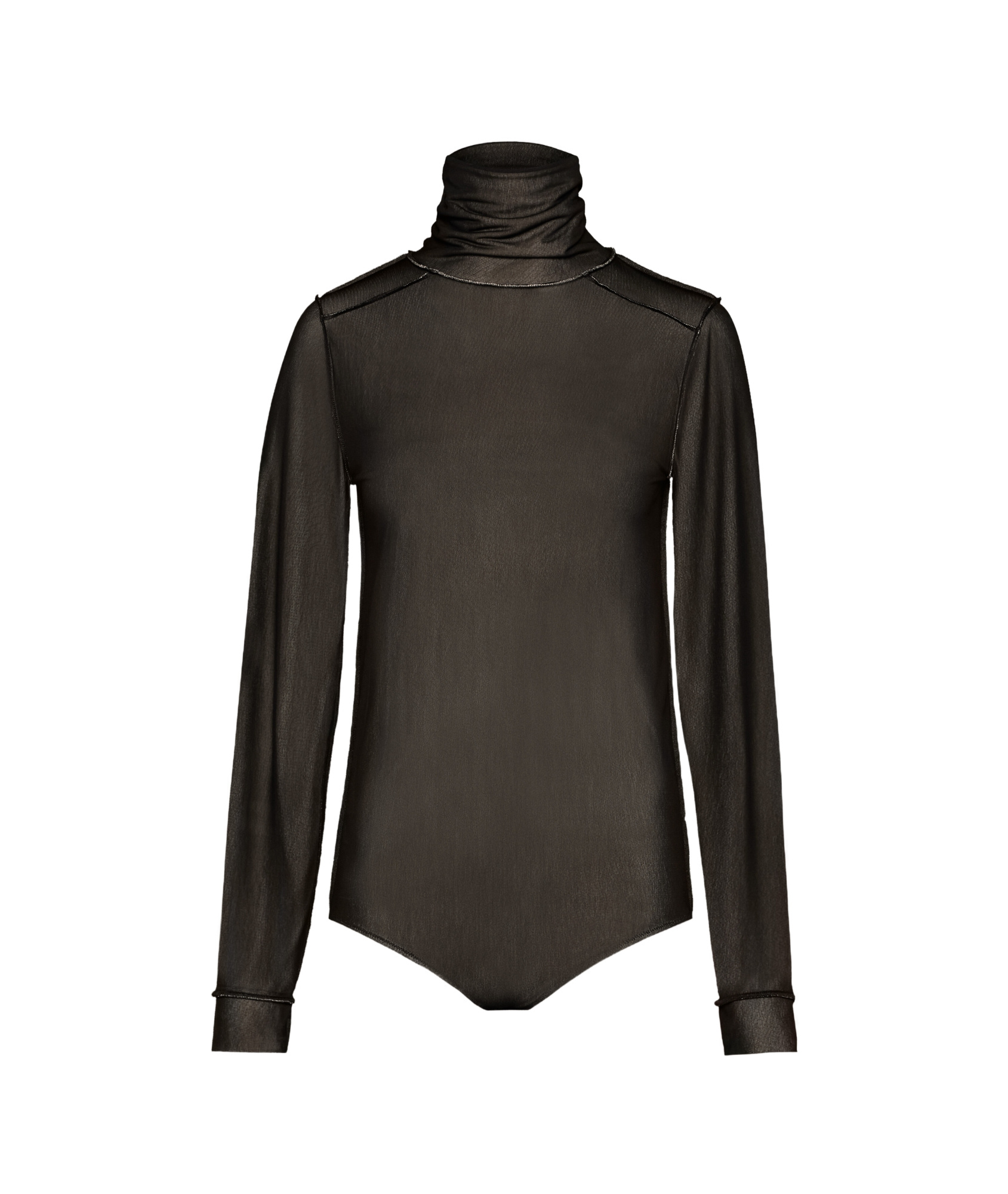 Maison Margiela Sheer Viscose Jersey T-neck Bodysuit In Black