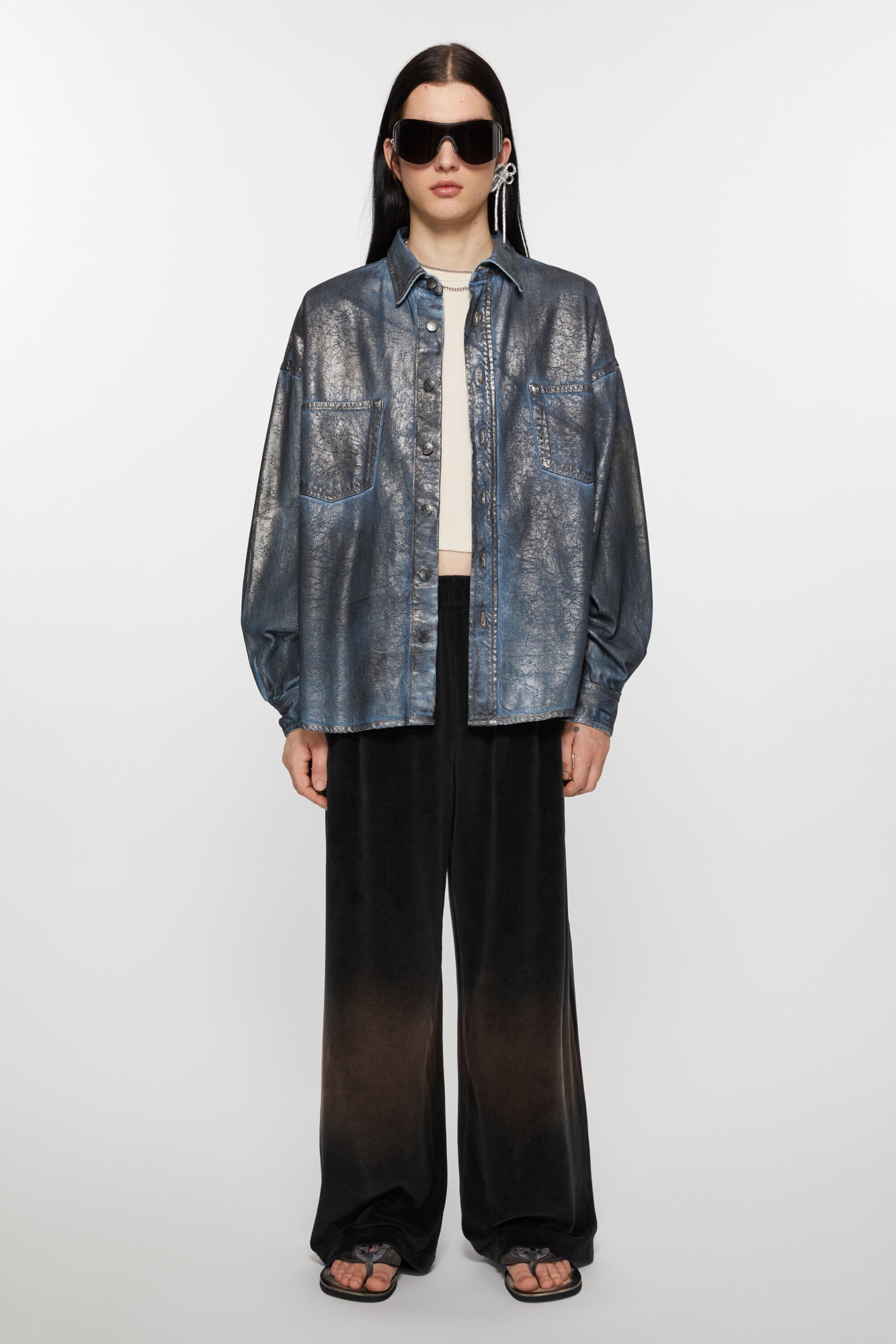 Acne Studios Logo-embossed Velvet Trousers In Black