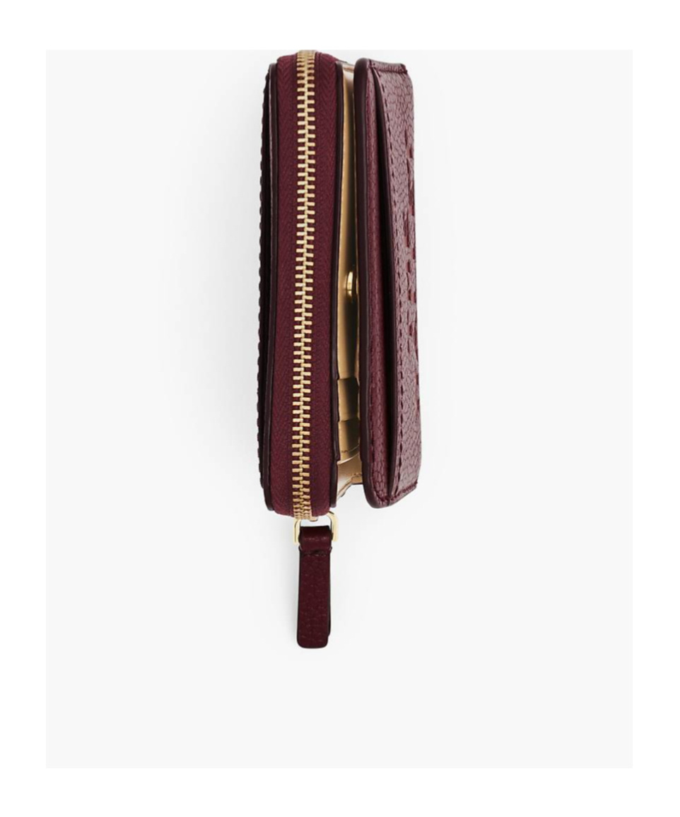 Marc Jacobs Logo Printed Zipped Mini Compact Wallet In Brown