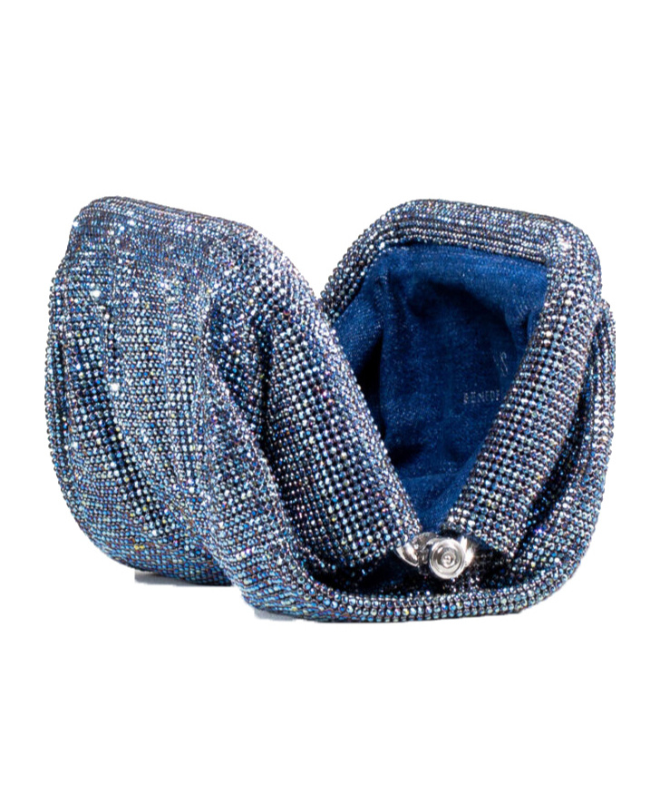 Benedetta Bruzziches Small Venus Crystal-embellished Clutch In Blue