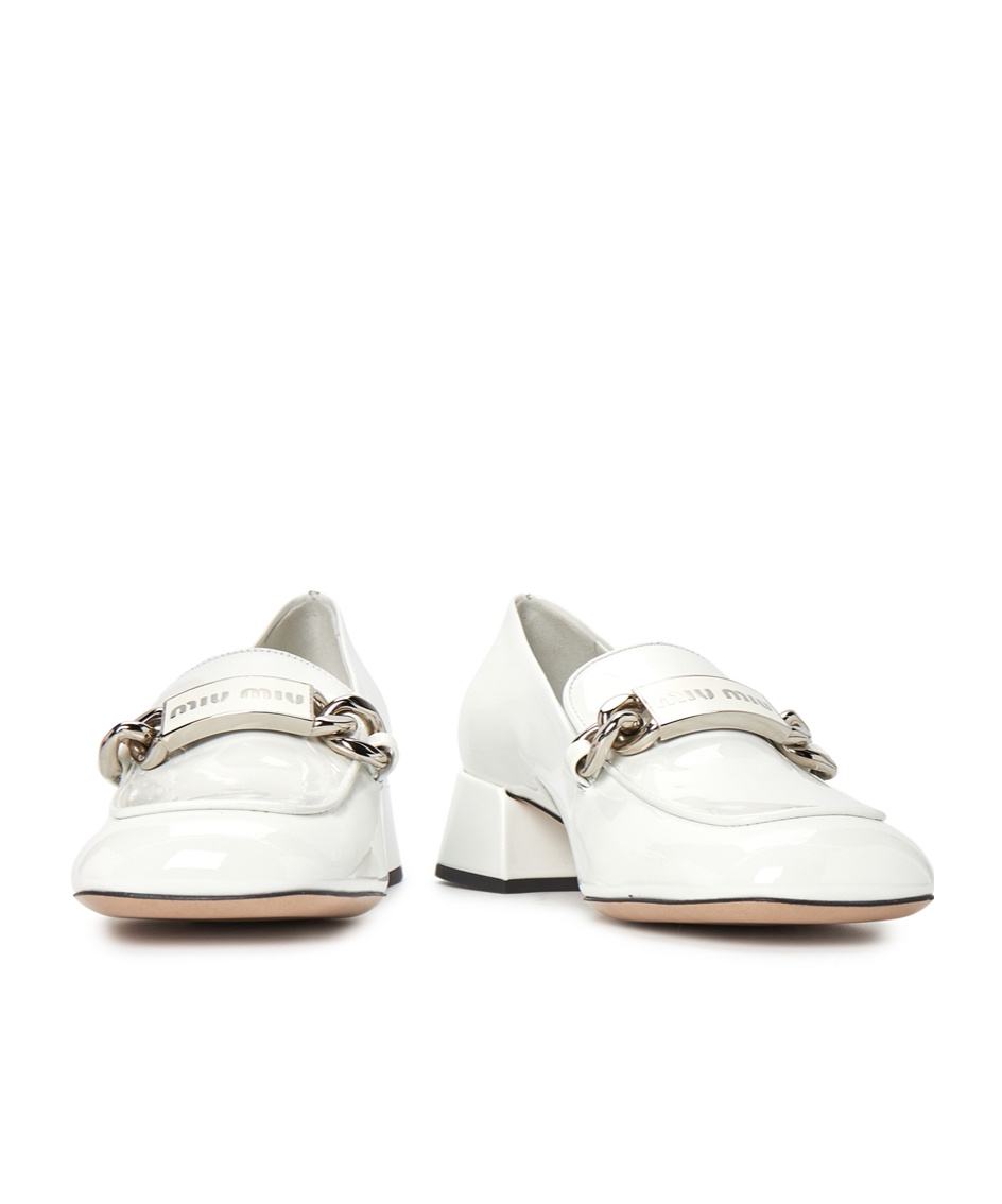 Miu Miu Square Head Loafer Shoes In White