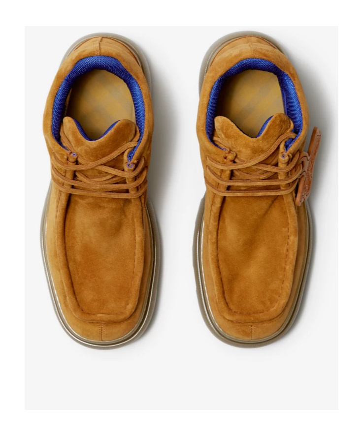 Burberry Suede Wallabee Shoes With Rubber Sole In Brown