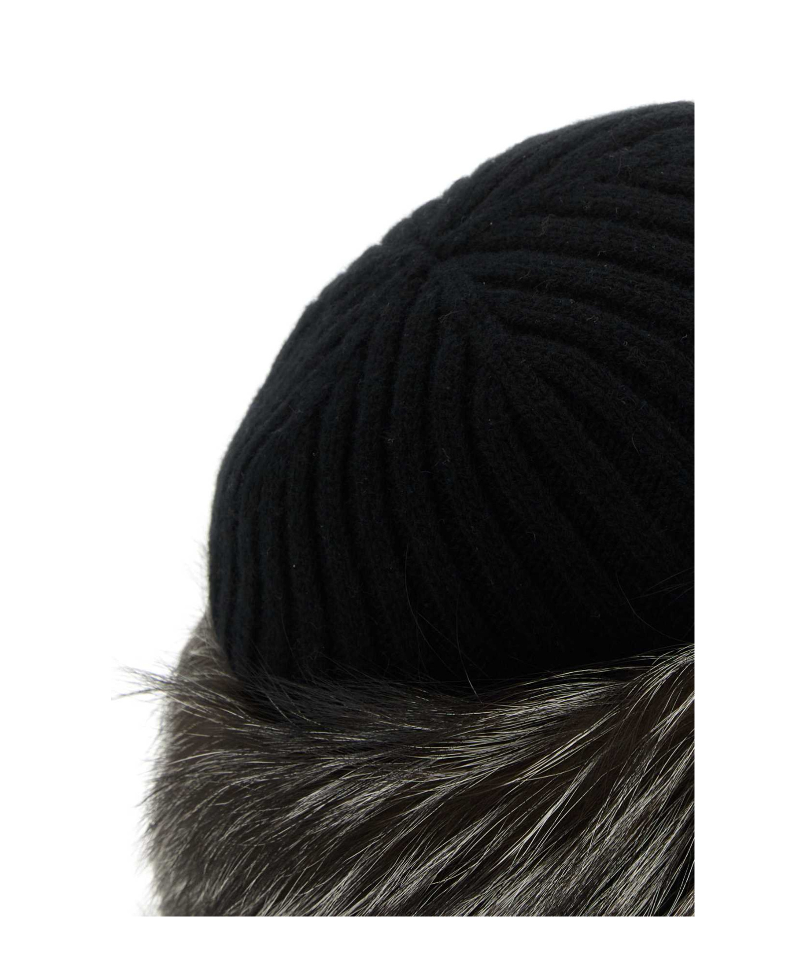Prada Knitted Woolen Cap In Black
