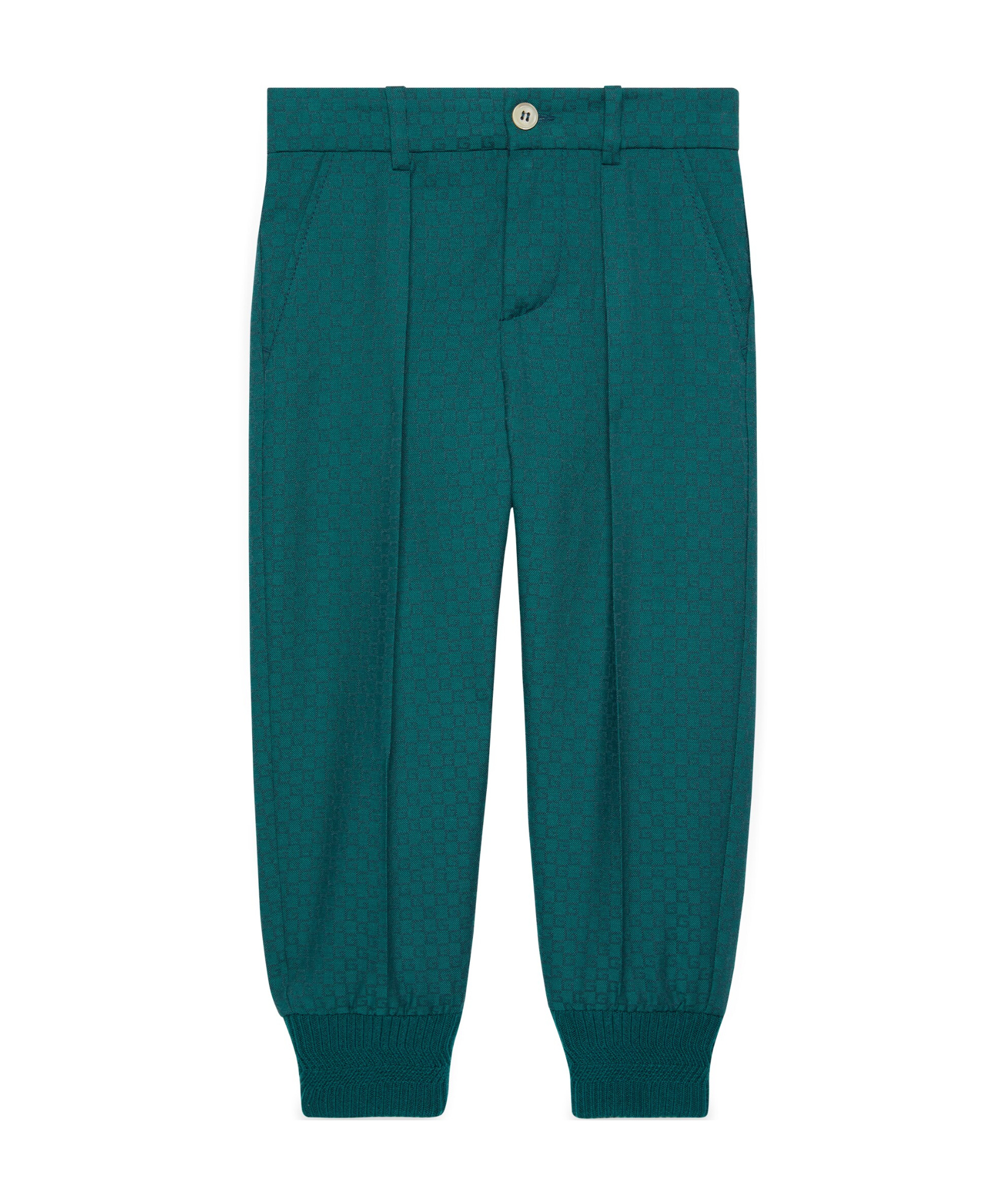 Gucci Pantalone Da Jogging In Lana Con G Quadro Mini In Blue