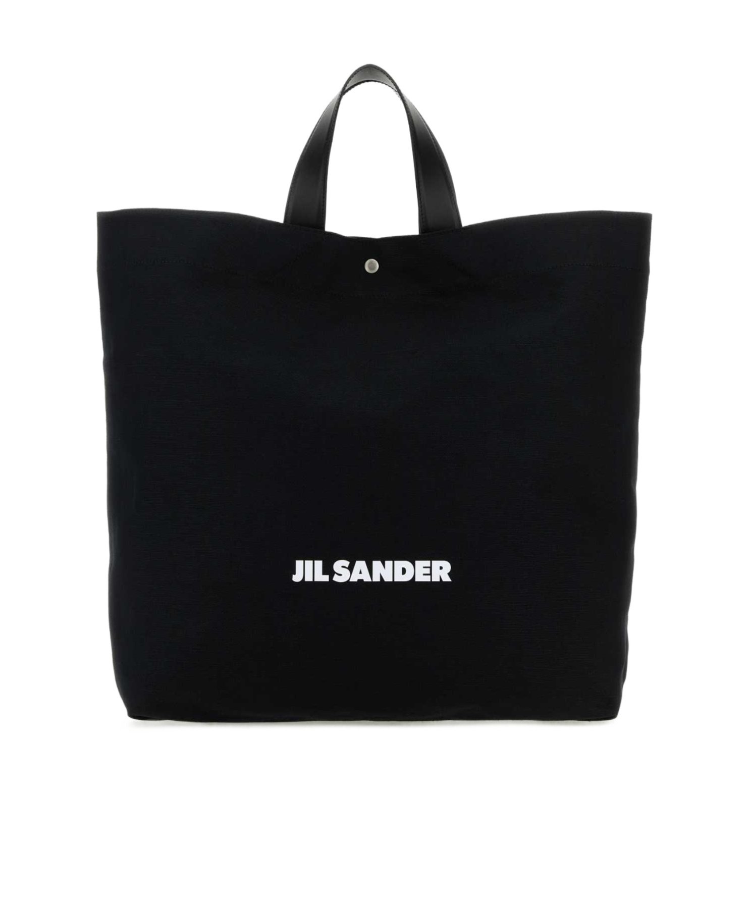 Jil Sander Black Canvas Shopping Bag In Black