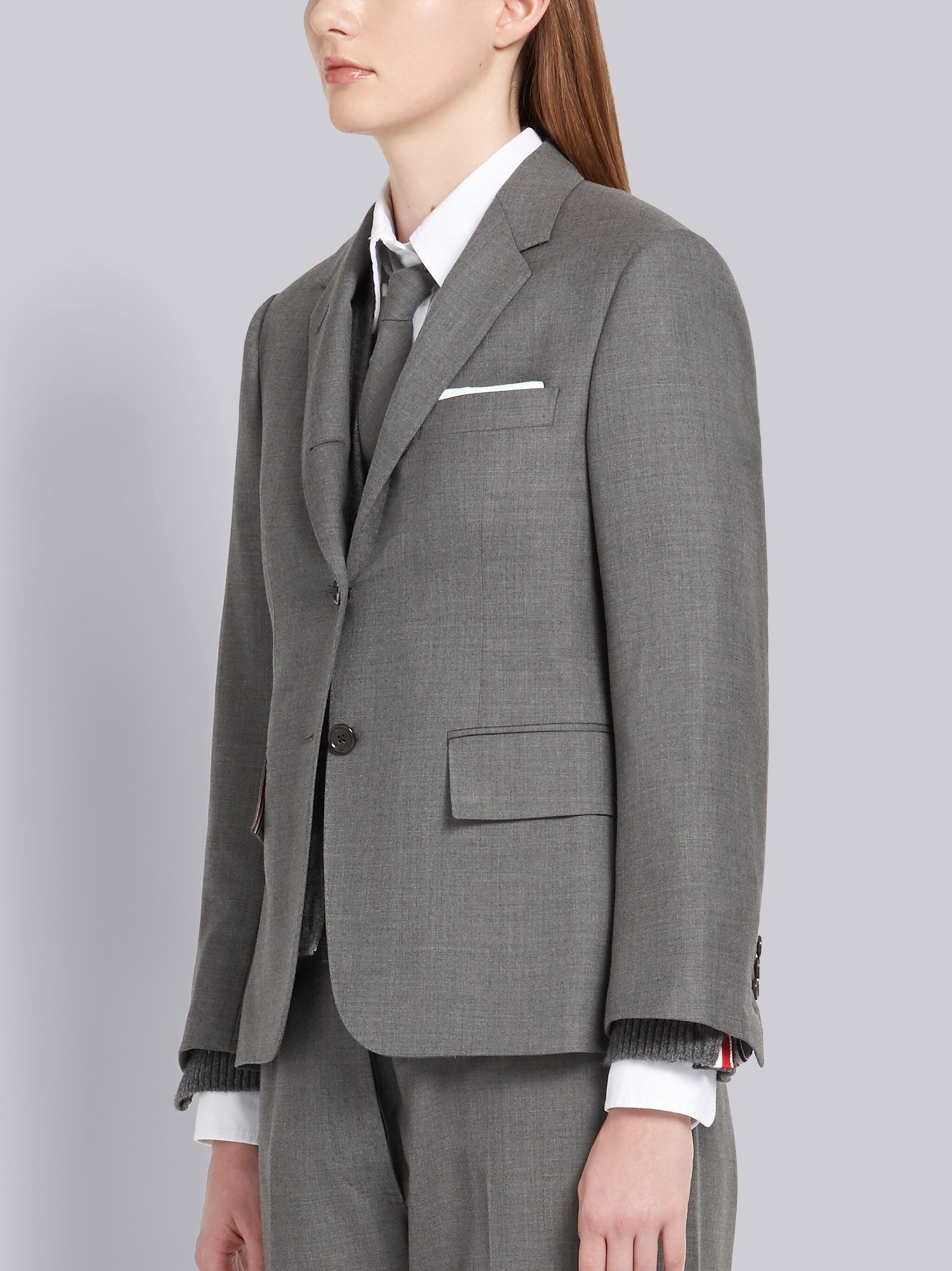 Thom Browne Classic Single Breasted Sport Coat In Medium Grey 2-ply Wool Fresco In Gray