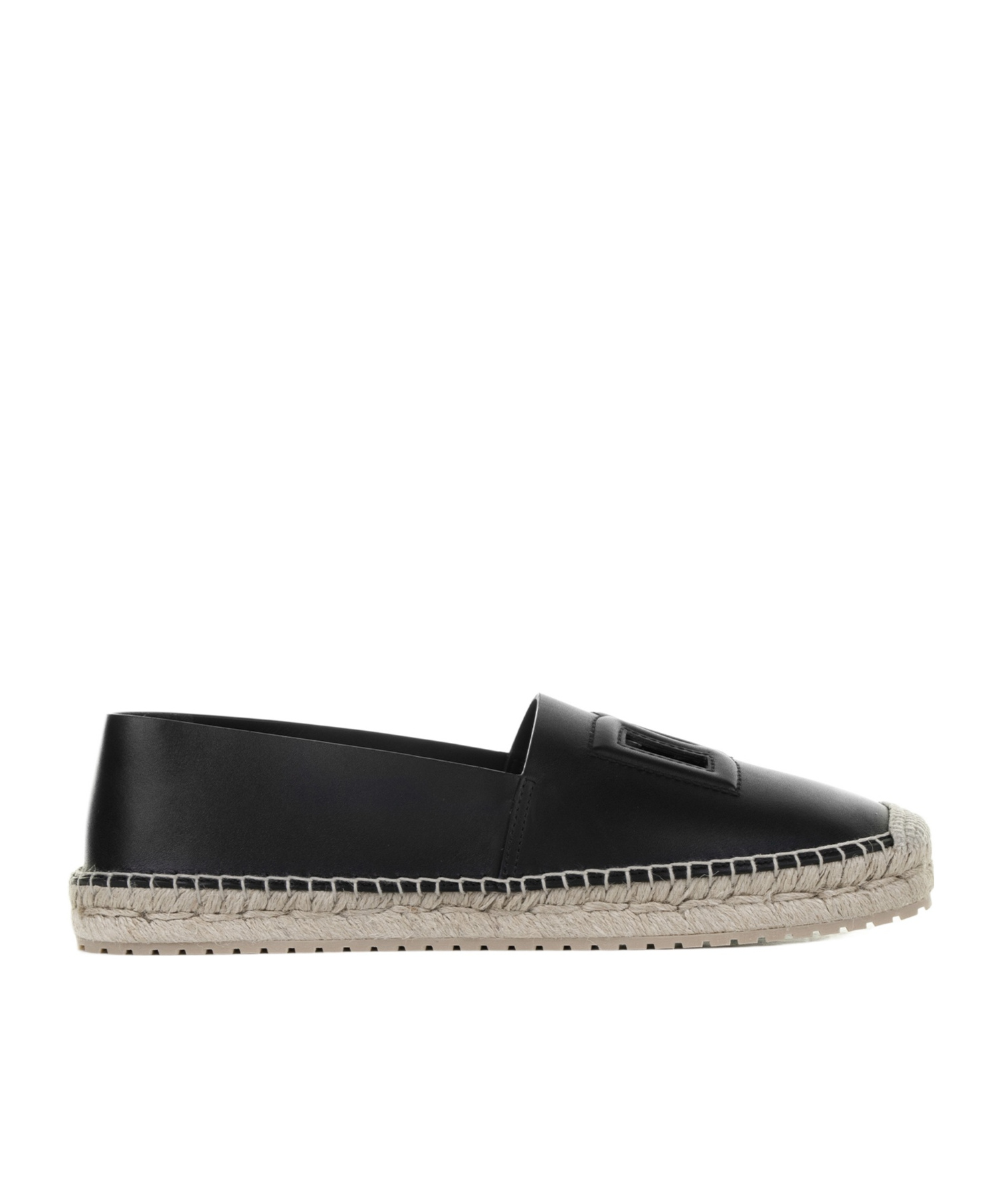 Dolce & Gabbana Logo-embossed Leather Espadrilles In Black
