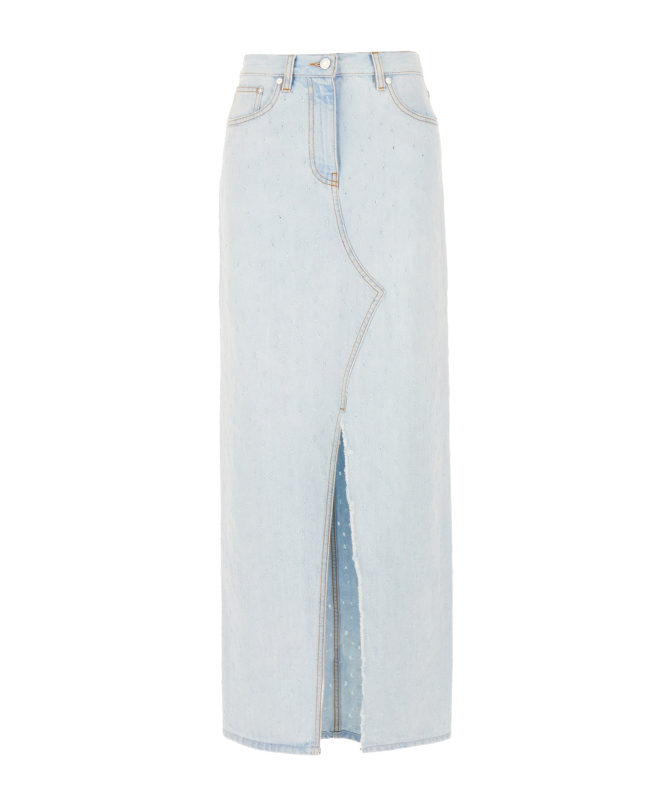 Msgm Distressed Maxi Skirt In White
