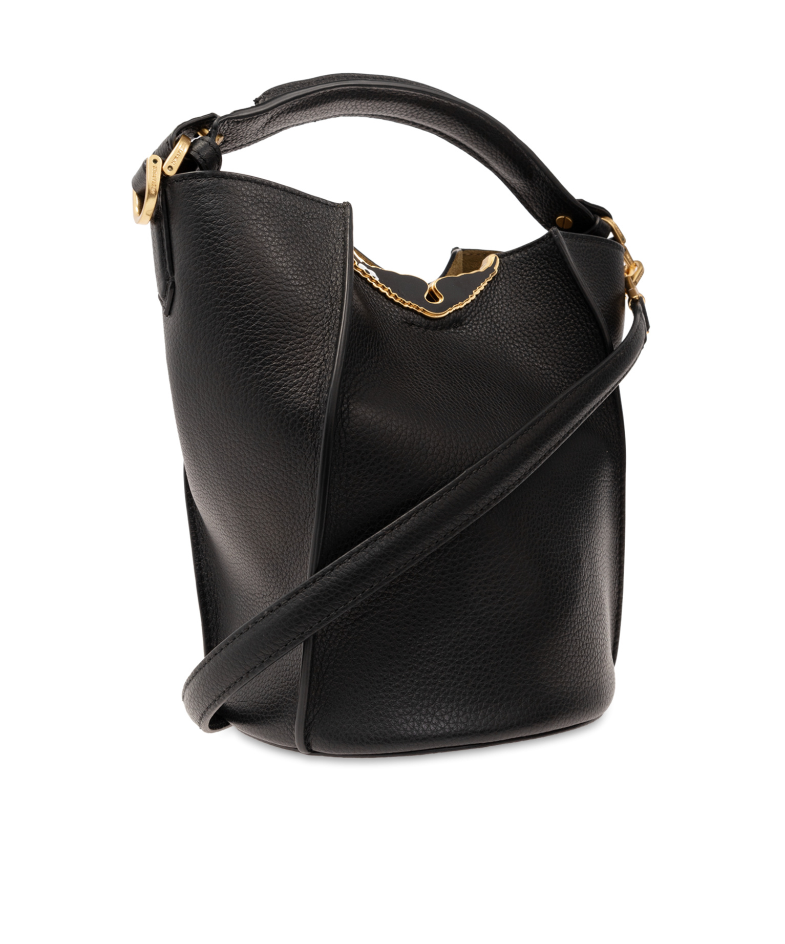 Shop Zadig & Voltaire Borderline Leather Bucket Bag In Black