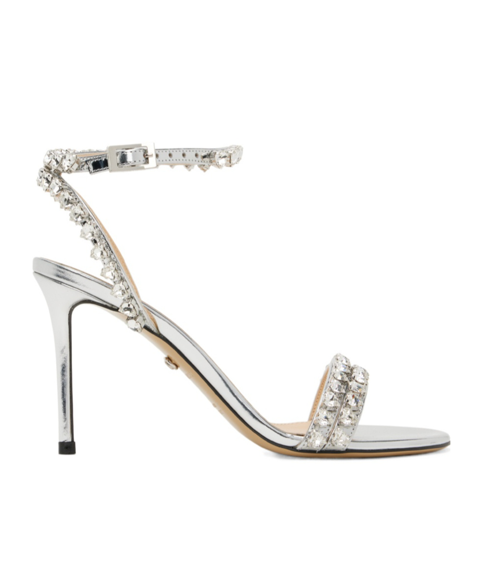 Mach&mach Crystal High-heeled Sandals In White