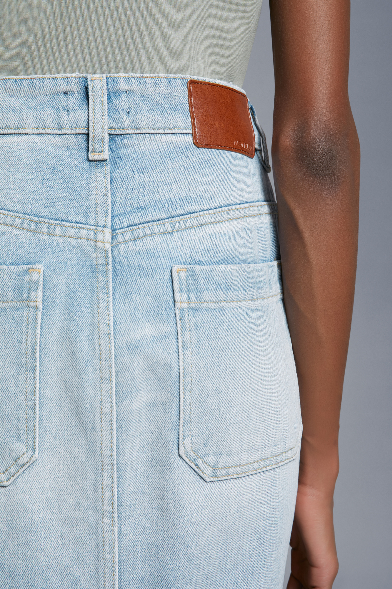 Moncler Jupe Midi En Denim In Blue