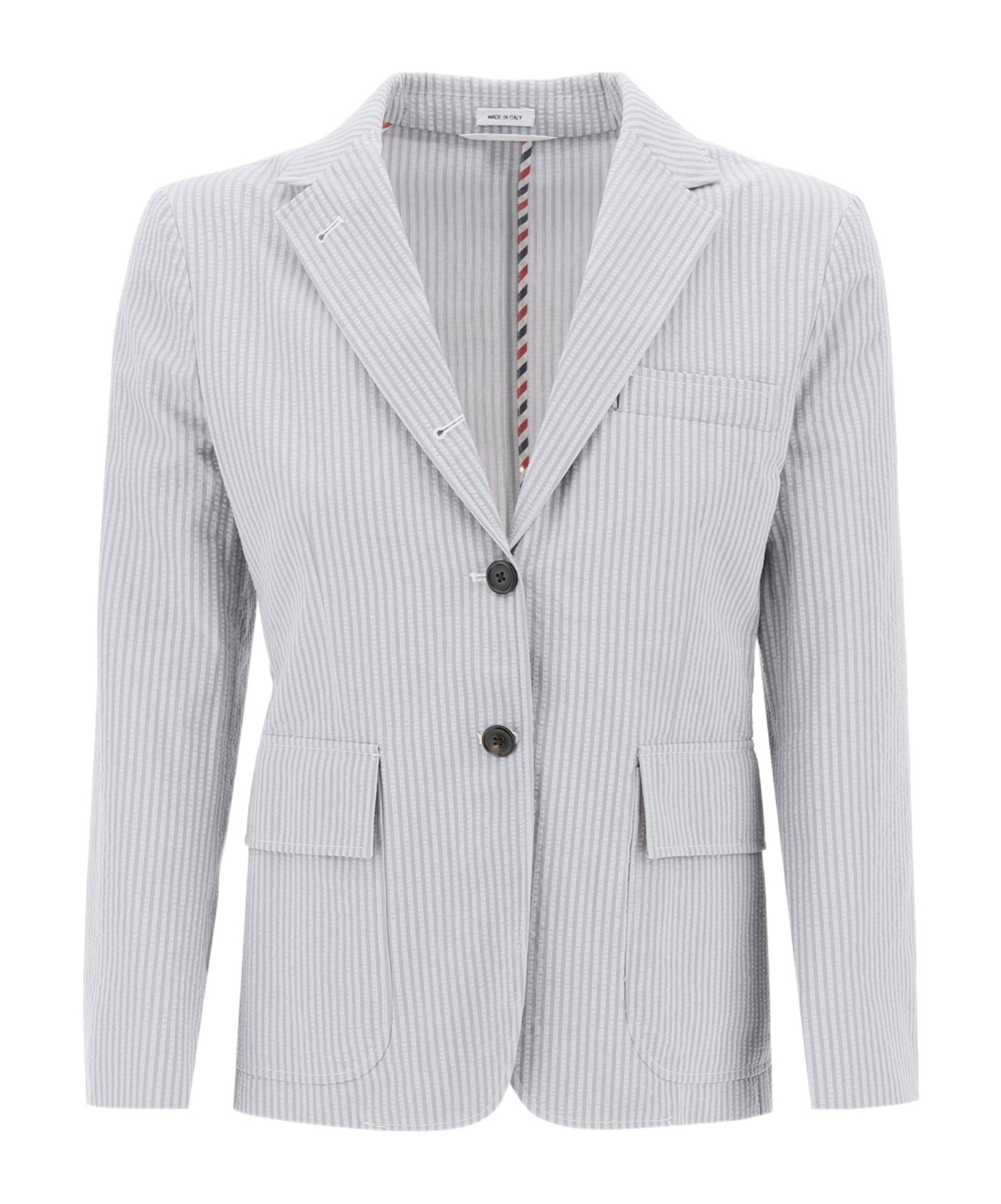Thom Browne Thom E Women's Seersucker Single-breasted Jacket In White