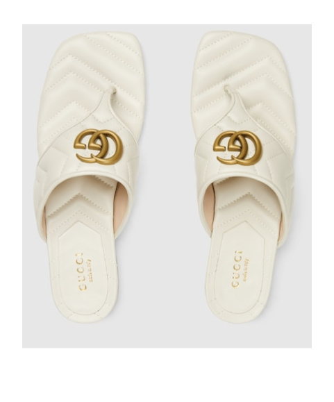 Gucci Double G Marmont Thong Sandals In White