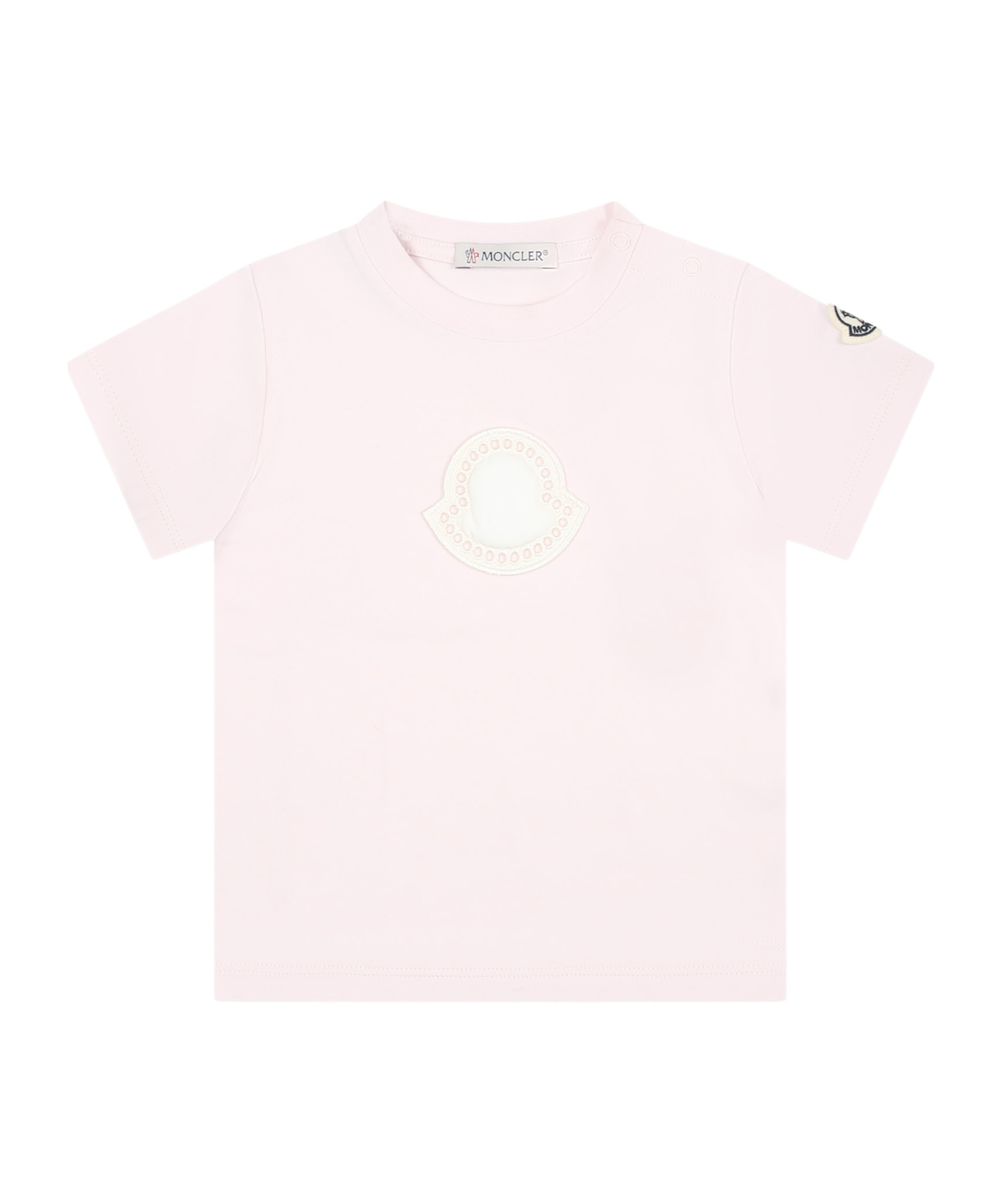 Moncler Enfant Logo Patch Crewneck T-shirt In Pink