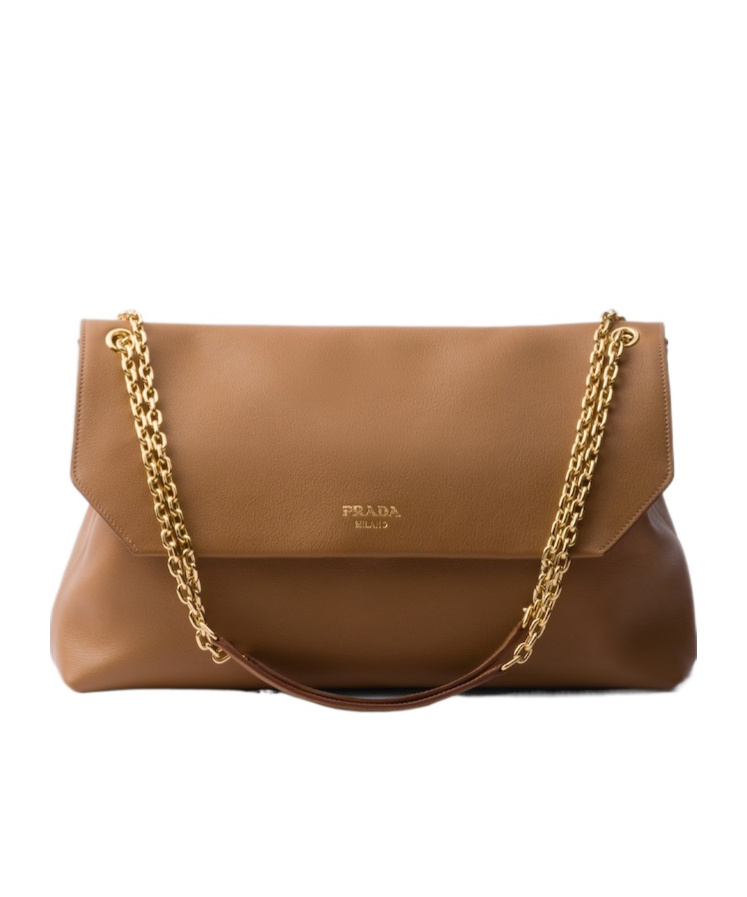 Prada Medium Leather Shoulder Bag In Brown