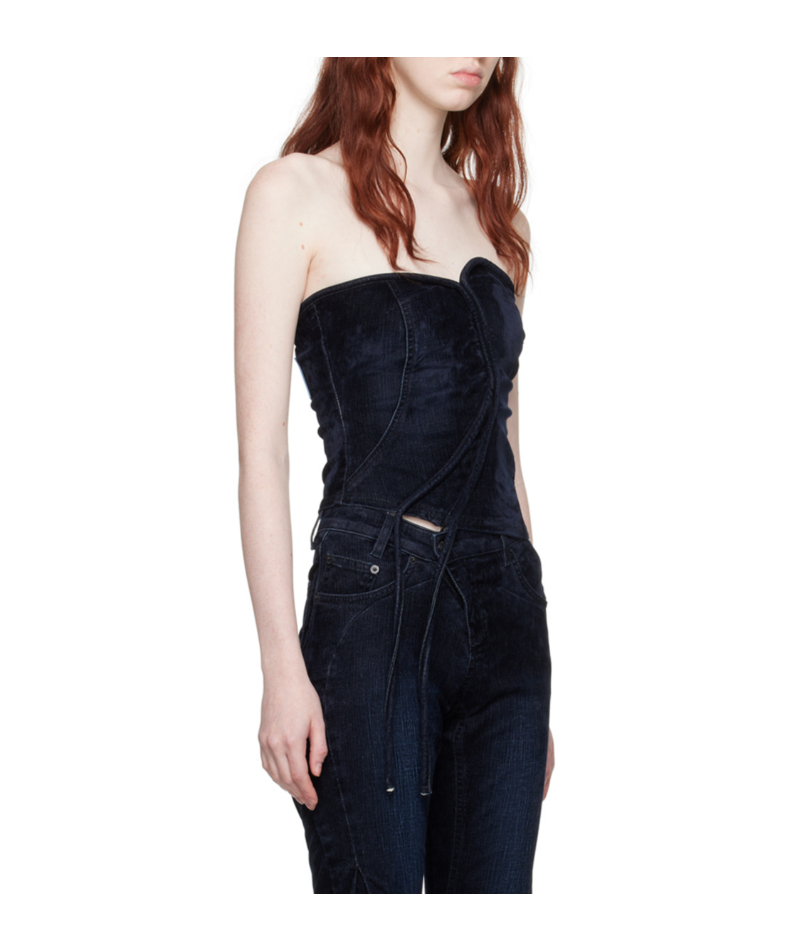 OTTOLINGER LOGO-PATCH PANELLED DENIM CORSET