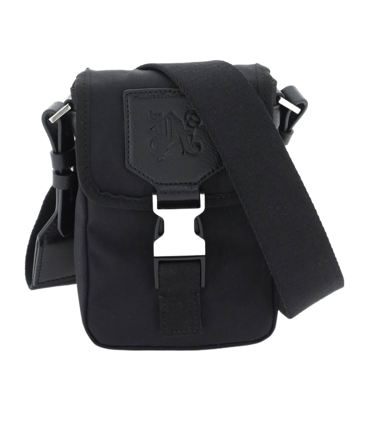 Palm Angels Monogram Debossed Mini Crossbody Bag In Black