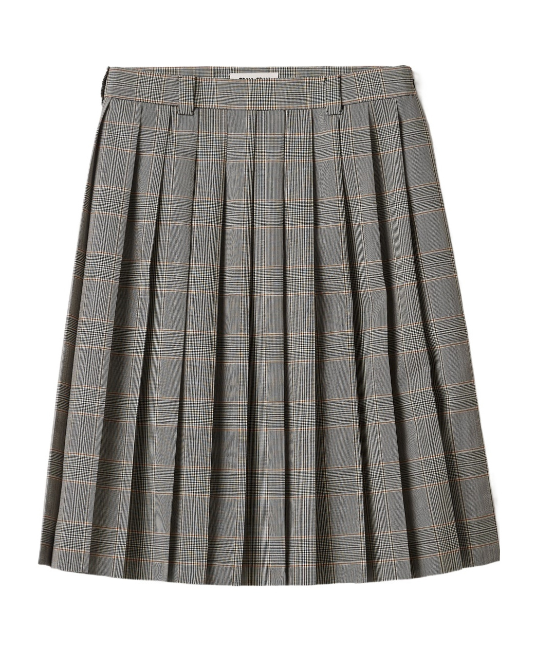 Miu Miu Prince Of Wales Check Pleated Skirt In Gray