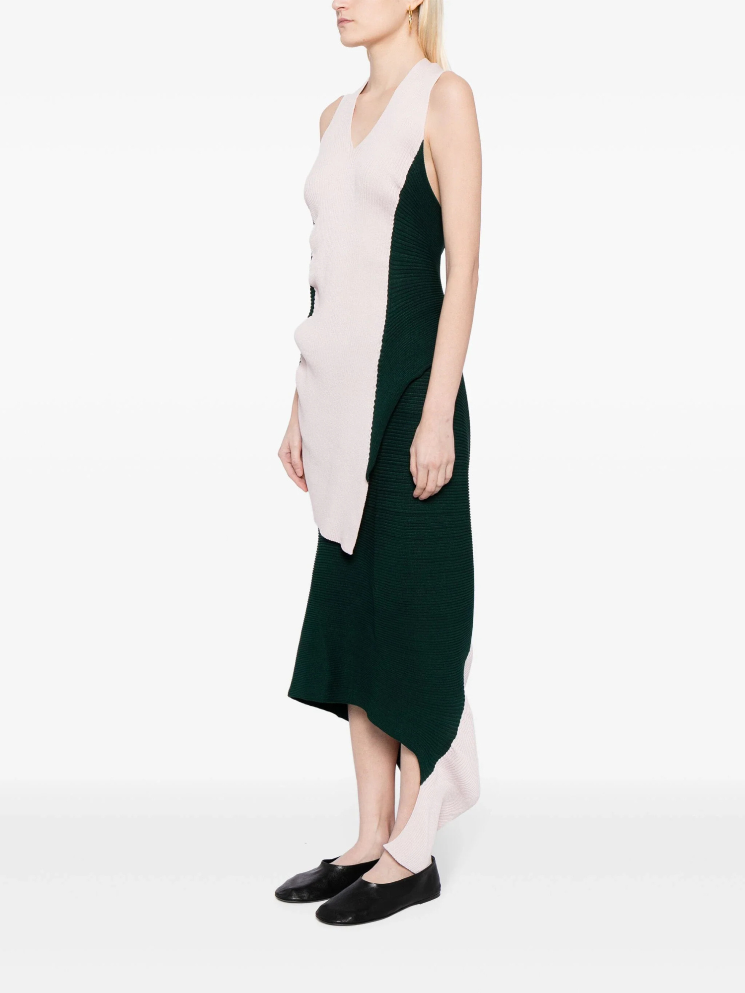 Shop Issey Miyake Asymmetric Ribbed-knit Top In Pink