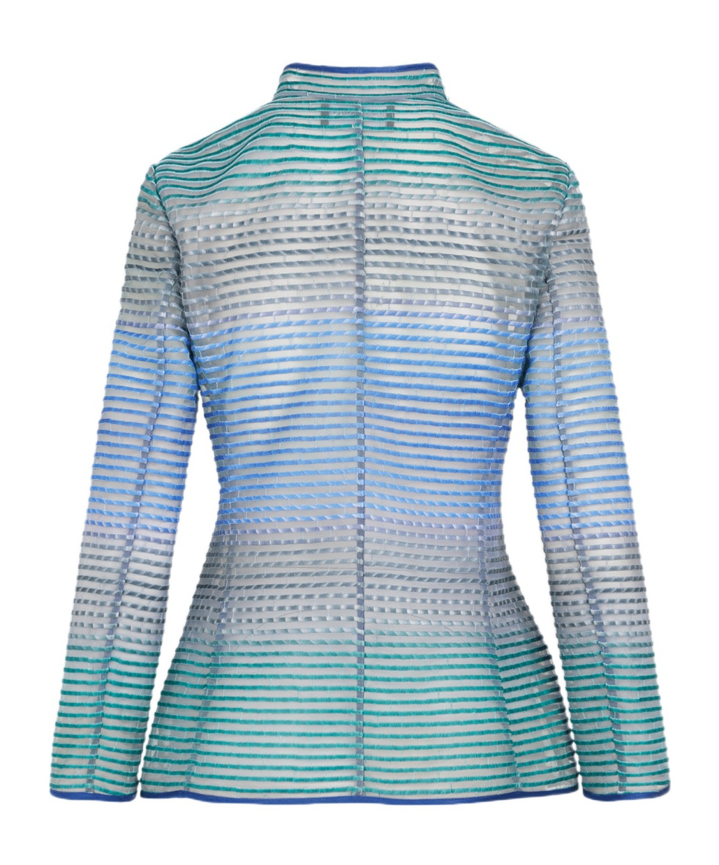 Giorgio Armani Semi-sheer Striped Jacket In Gray