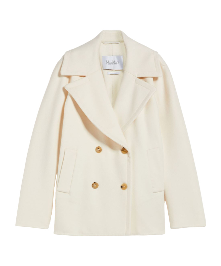 Max Mara Wool Cashmere Double-breasted Coat In White