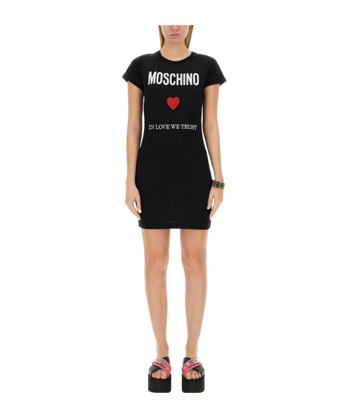 Moschino Dress With Logo In Black