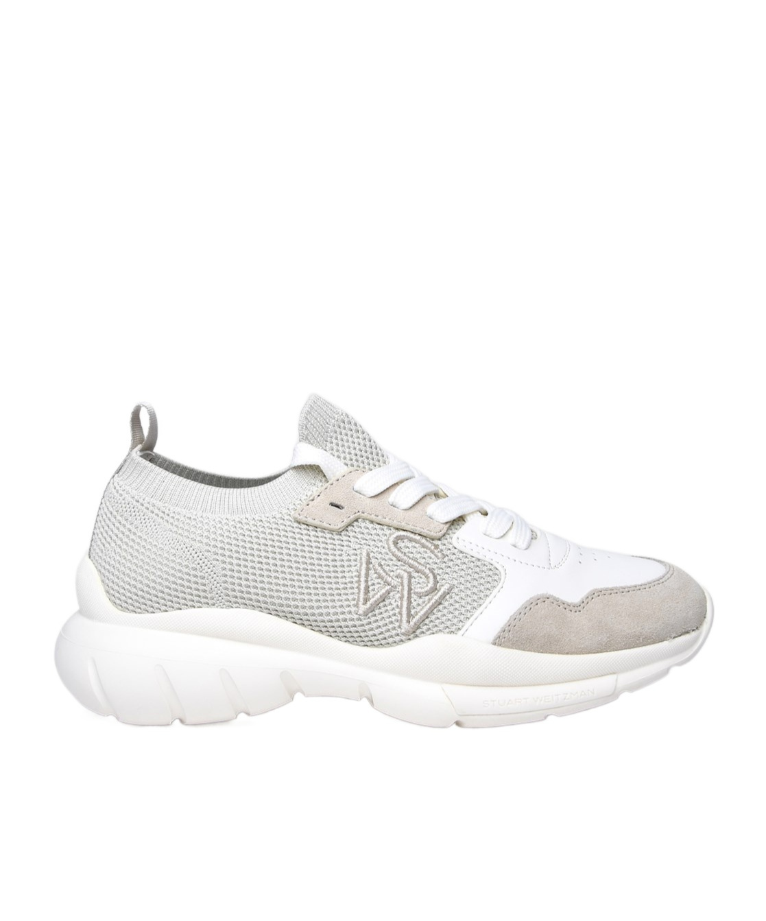 Stuart Weitzman Beige Fabric Sneakers In White