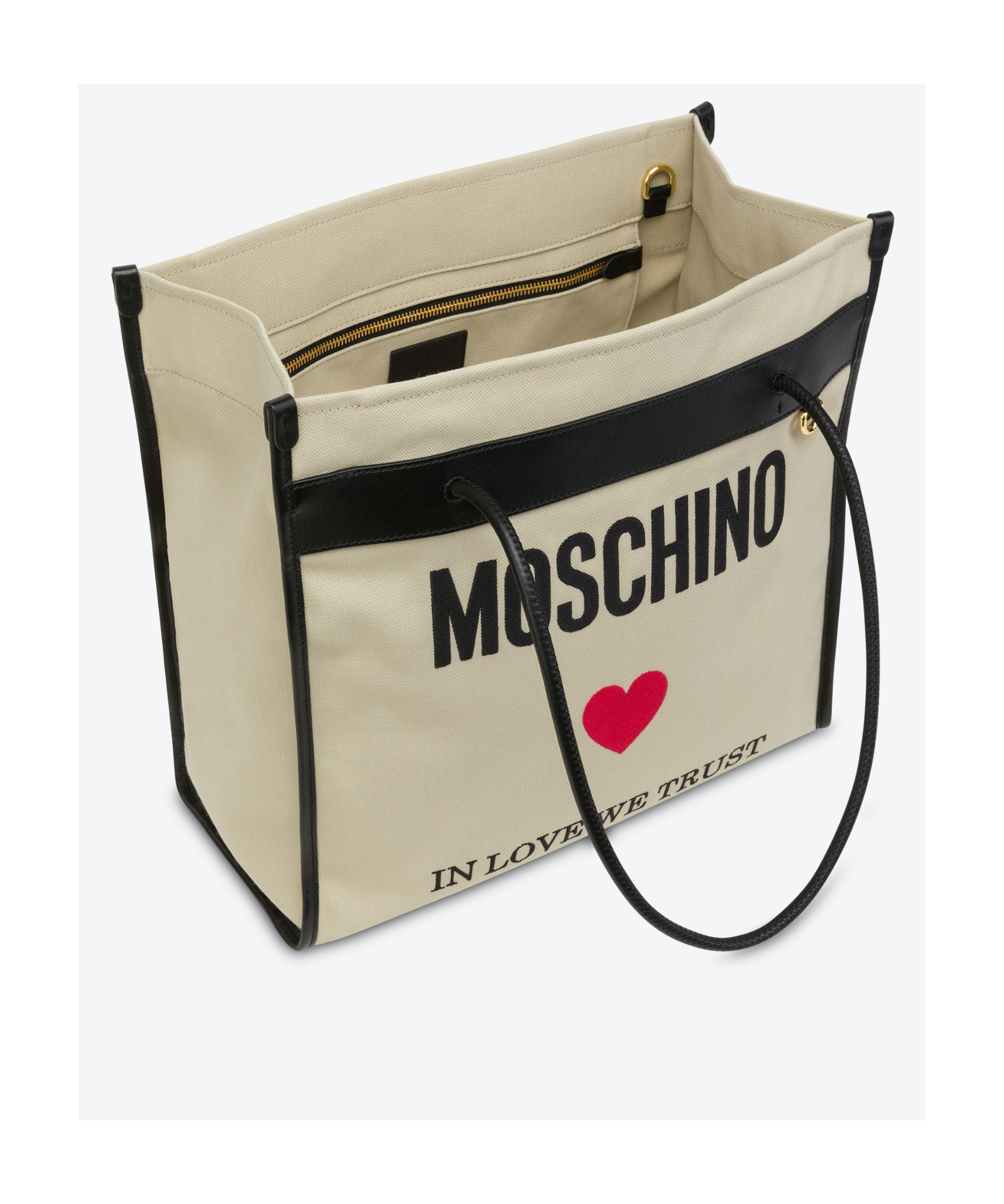 Moschino Logo Shopping Bag In Nude