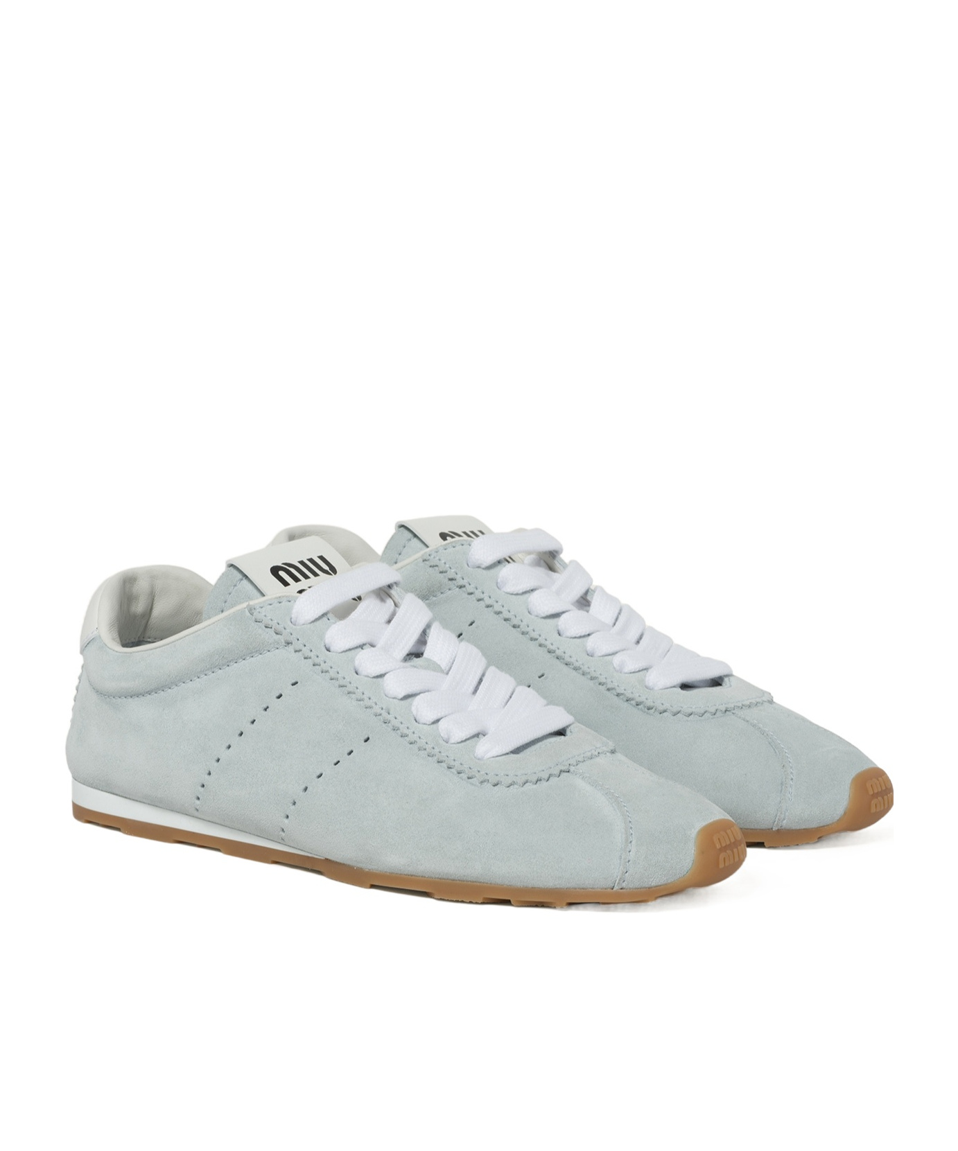 Miu Miu Suede Low-cut Casual Shoes In Gray