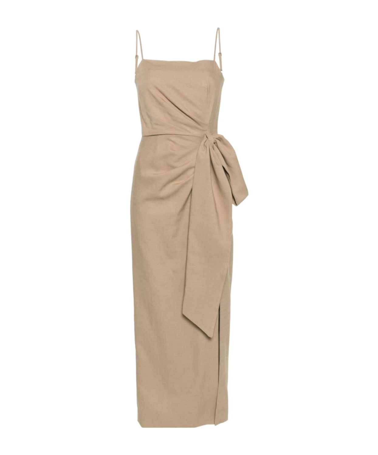 Msgm Gathered-detail Maxi Dress In Nude