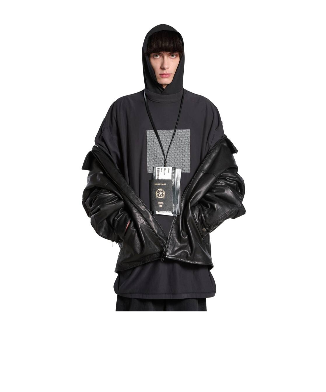 Balenciaga Mini Leather Mobile Phone Holder With Removable Shoulder Strap In Black