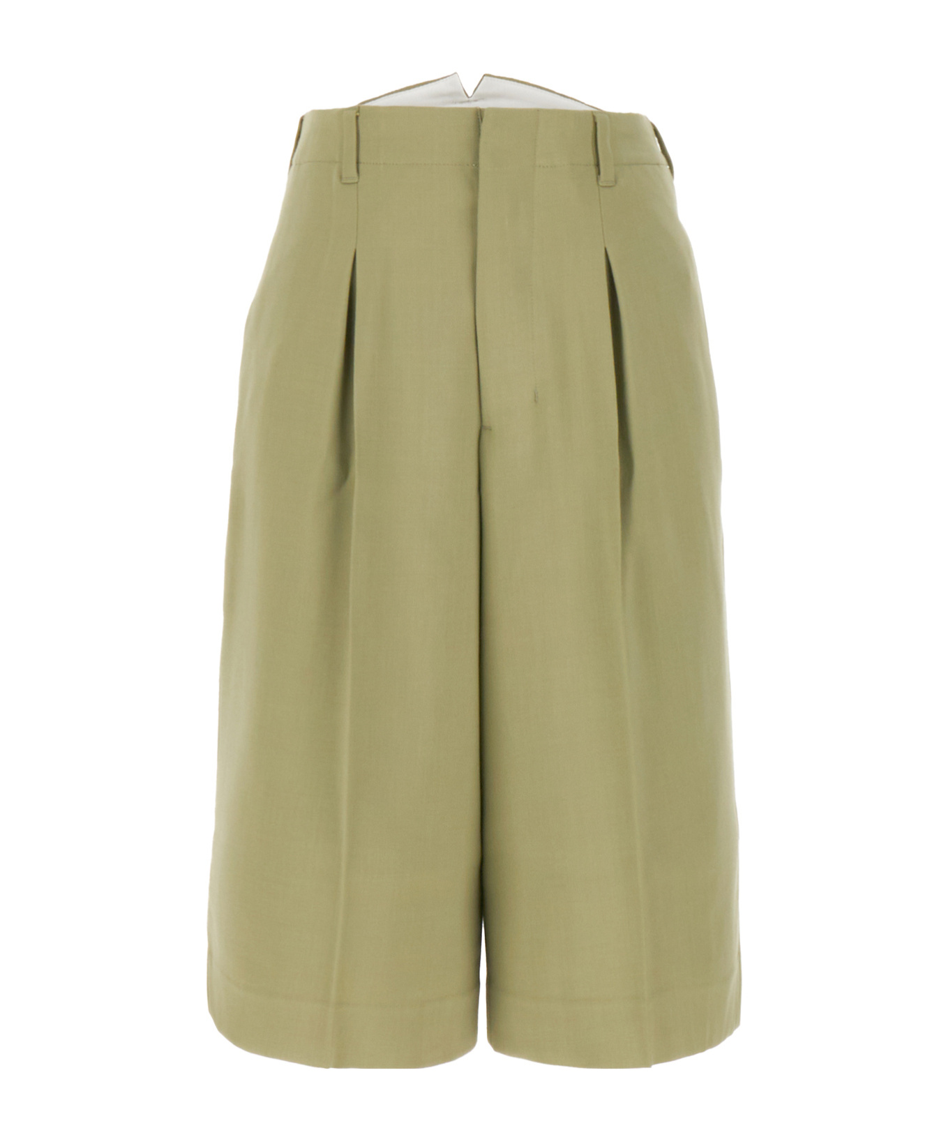 Ami Alexandre Mattiussi Ami Paris Pin Tuck Bermuda Shorts In Nude