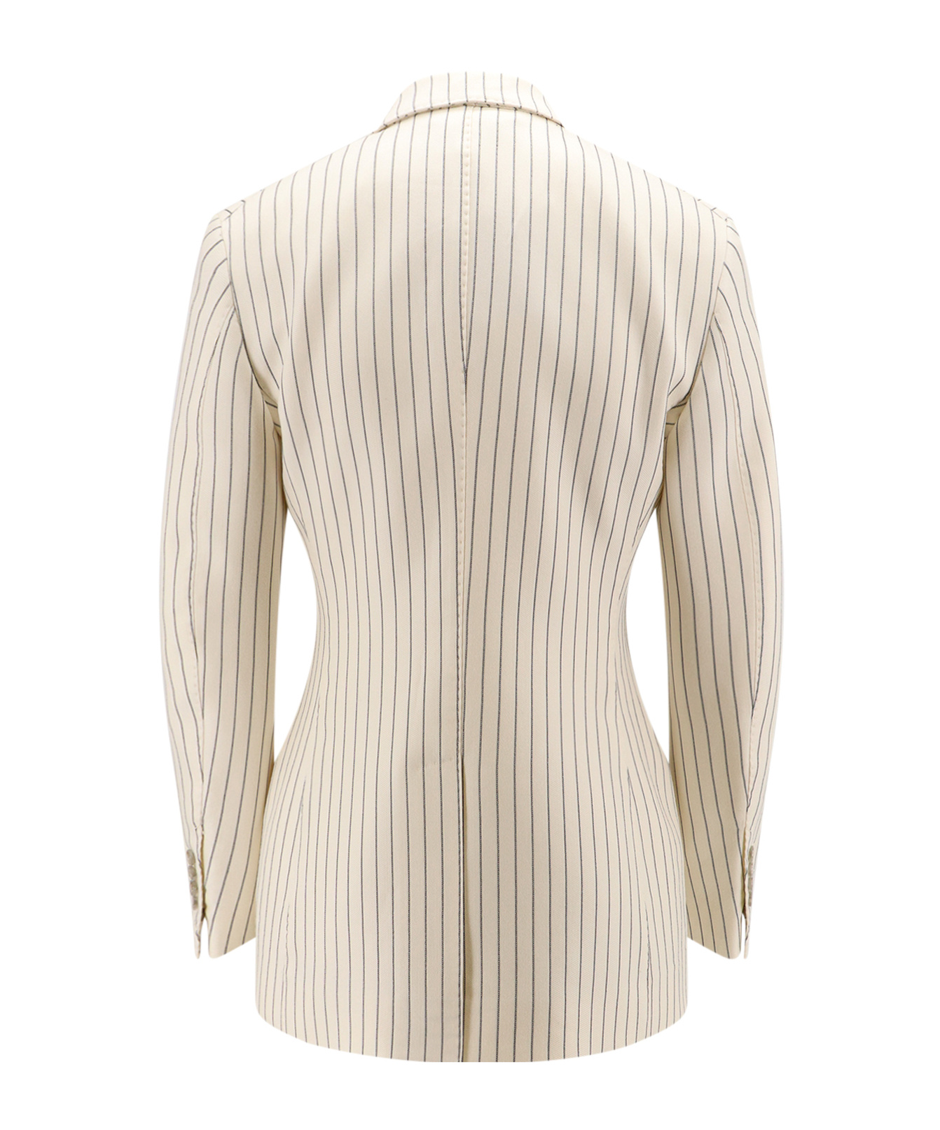 Tom Ford Striped Double-breasted Wool-blend Blazer In Nude