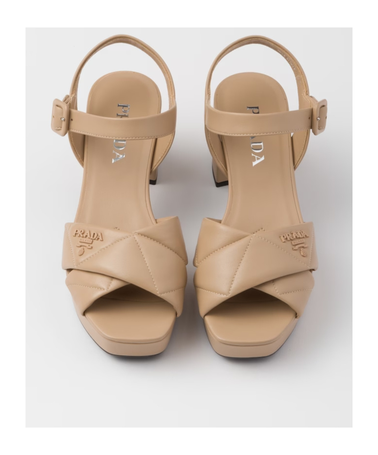 Prada Quilted High Heeled Sandals With Thick Soles In Yellow