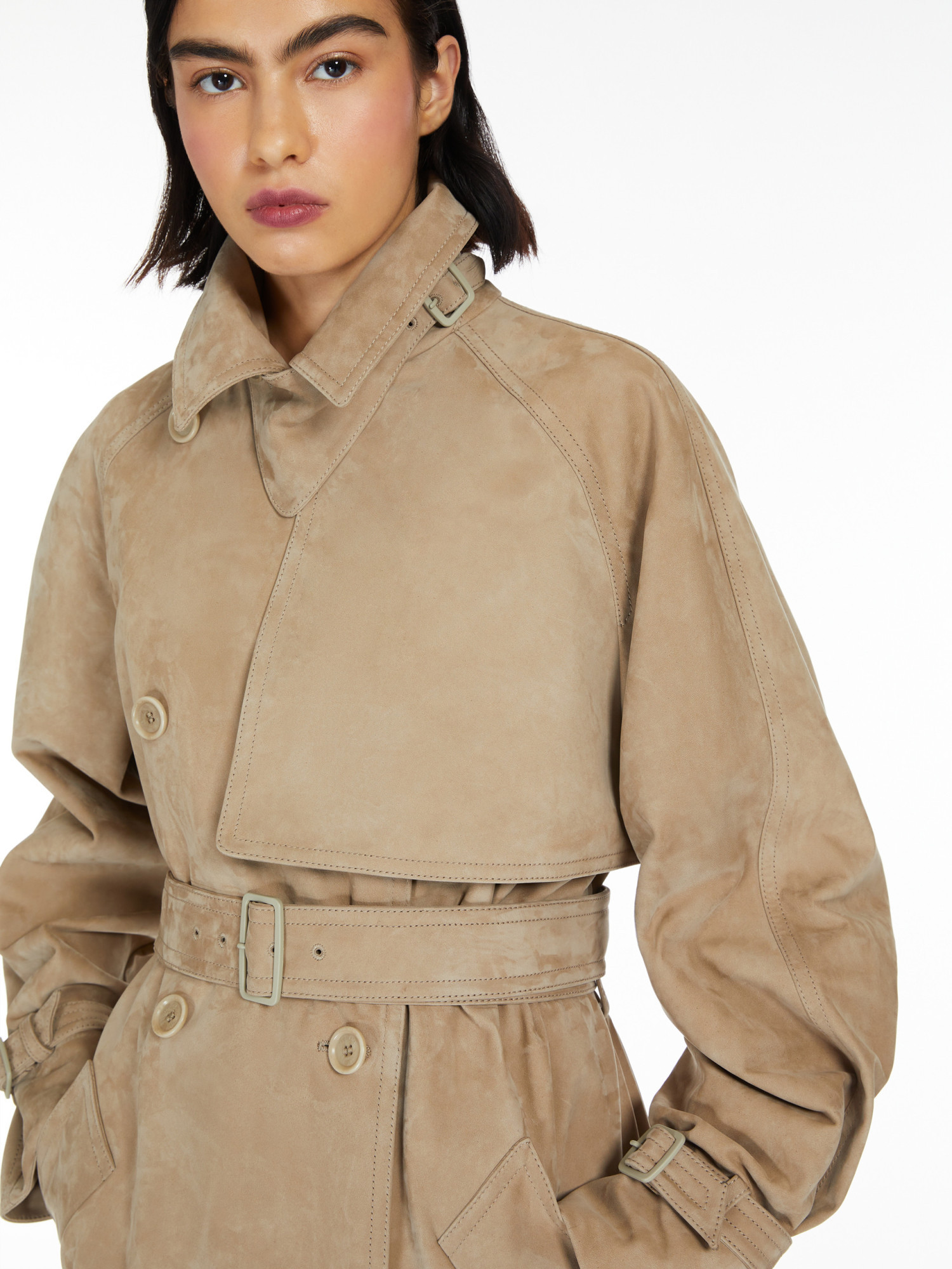 Max Mara Double-breasted Trench Coat In Nude